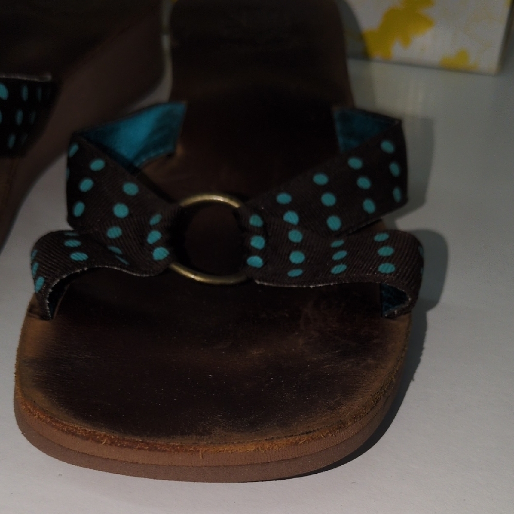 Yellow Box Black and Teal Polka Dot Sandals - Picture 11 of 14